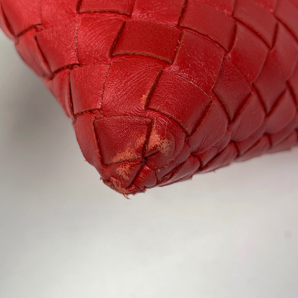 Bottega Veneta Intrecciato Shoulder Bag, Crossbody Leather, Red, Women's - Picture 3 of 8